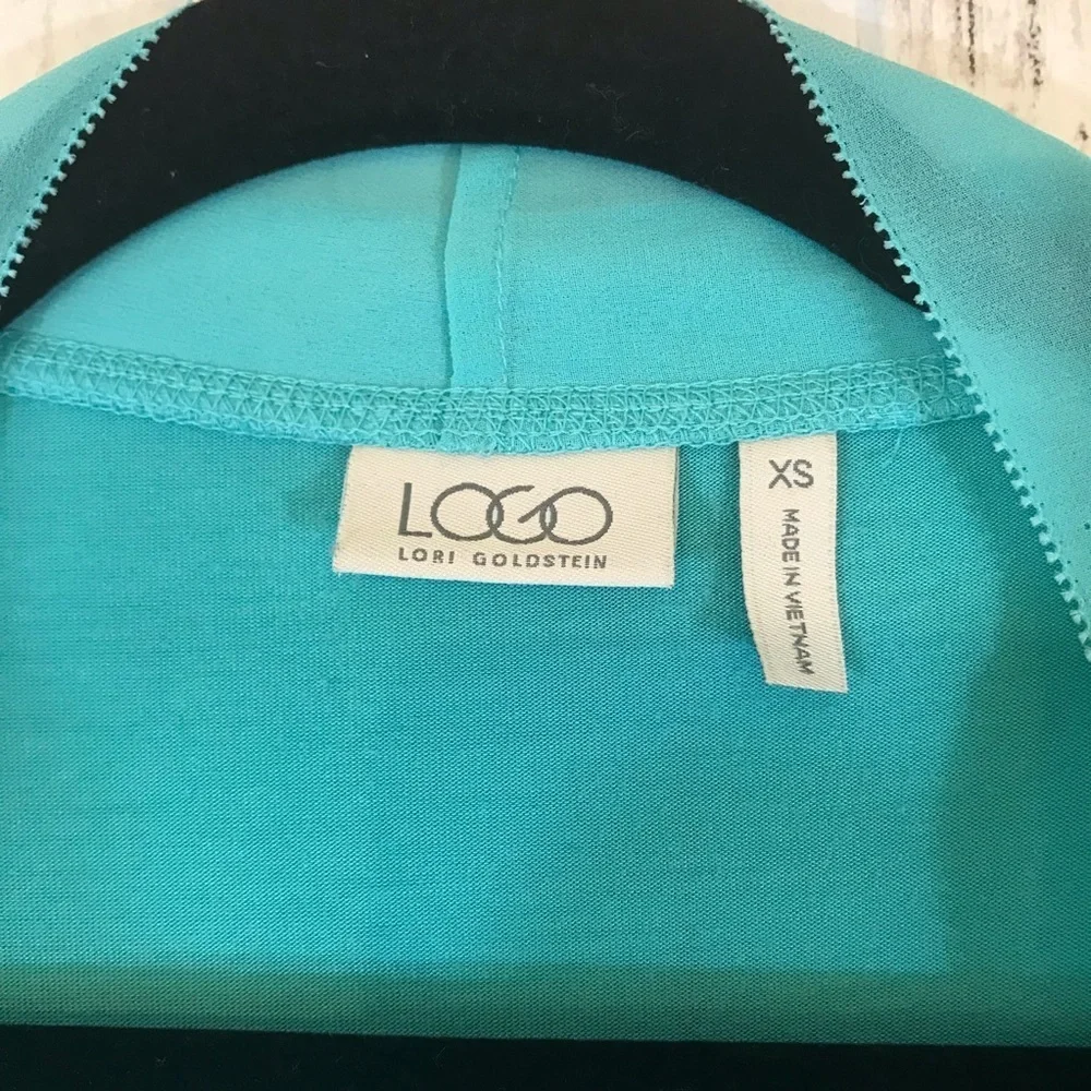 LOGO Lori Goldstein V-neck Vest with Chiffon Trim in Seaglass - Picture 11 of 15